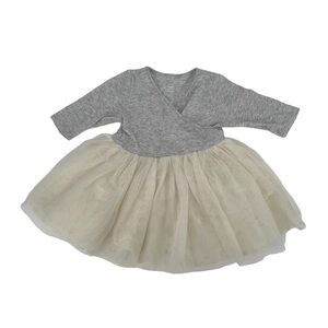 Old Navy Baby Gray Cream Tulle TuTu Ballerina Dress Size 12-18 Months Girl's